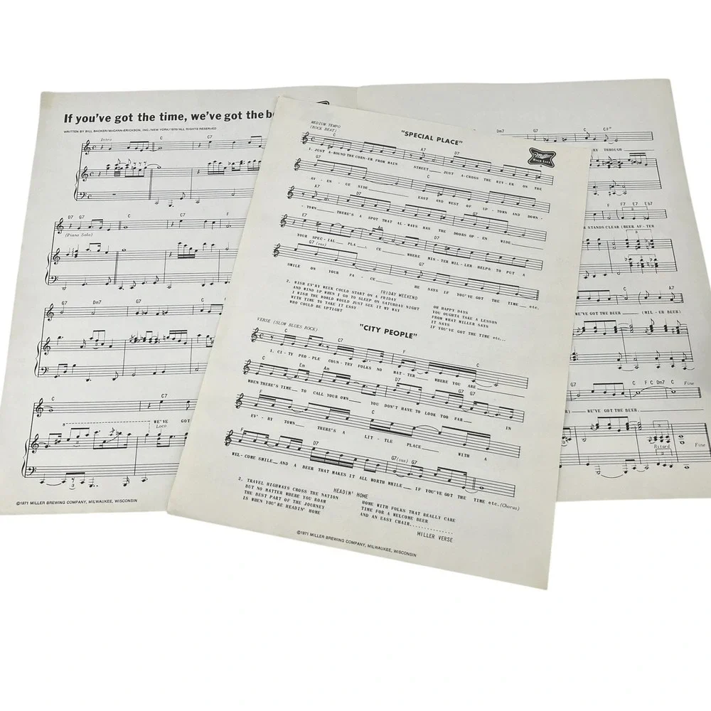 VTG 1971 Miller High Life Beer Theme Sheet Music If Youve Got The Time Booklet